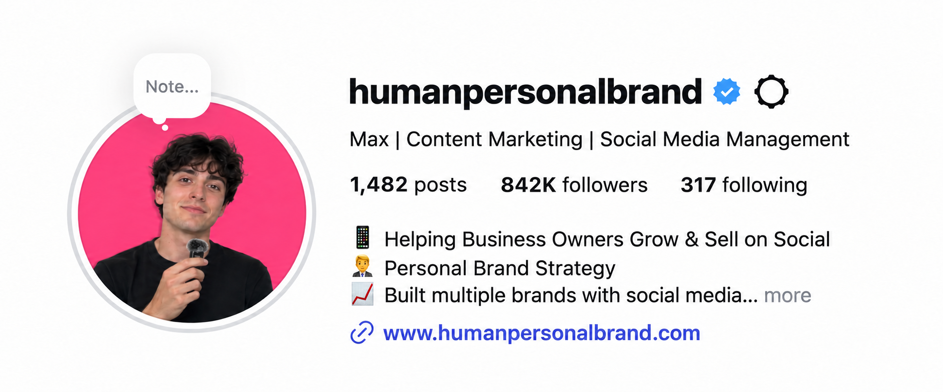 An Instagram profile with the content published